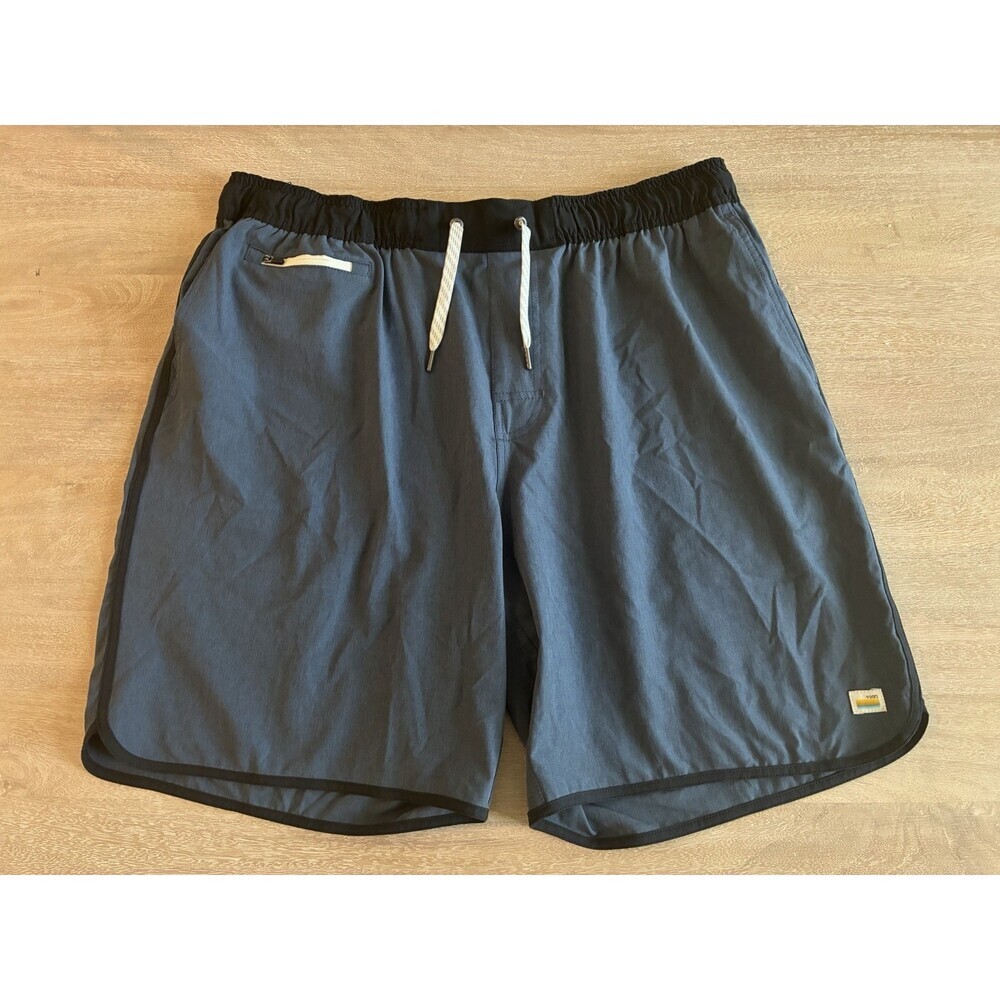 Vuori Banks Shorts Men's 7" Inseam in Blue Azure Linen Texture Size XXL - Picture 3 of 9
